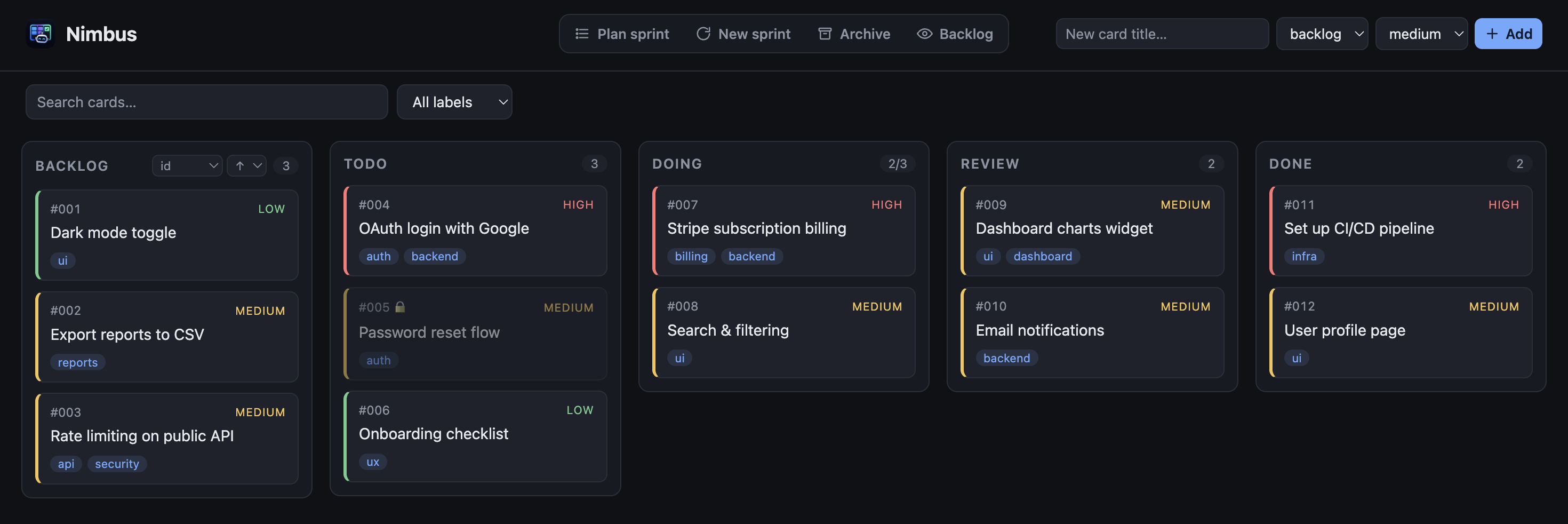 The KanbAI web UI